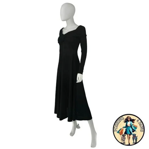 Moon River NEW Black Off the Shoulder Long Sleeve Jersey Knit Maxi Dress Size M - Picture 6 of 11